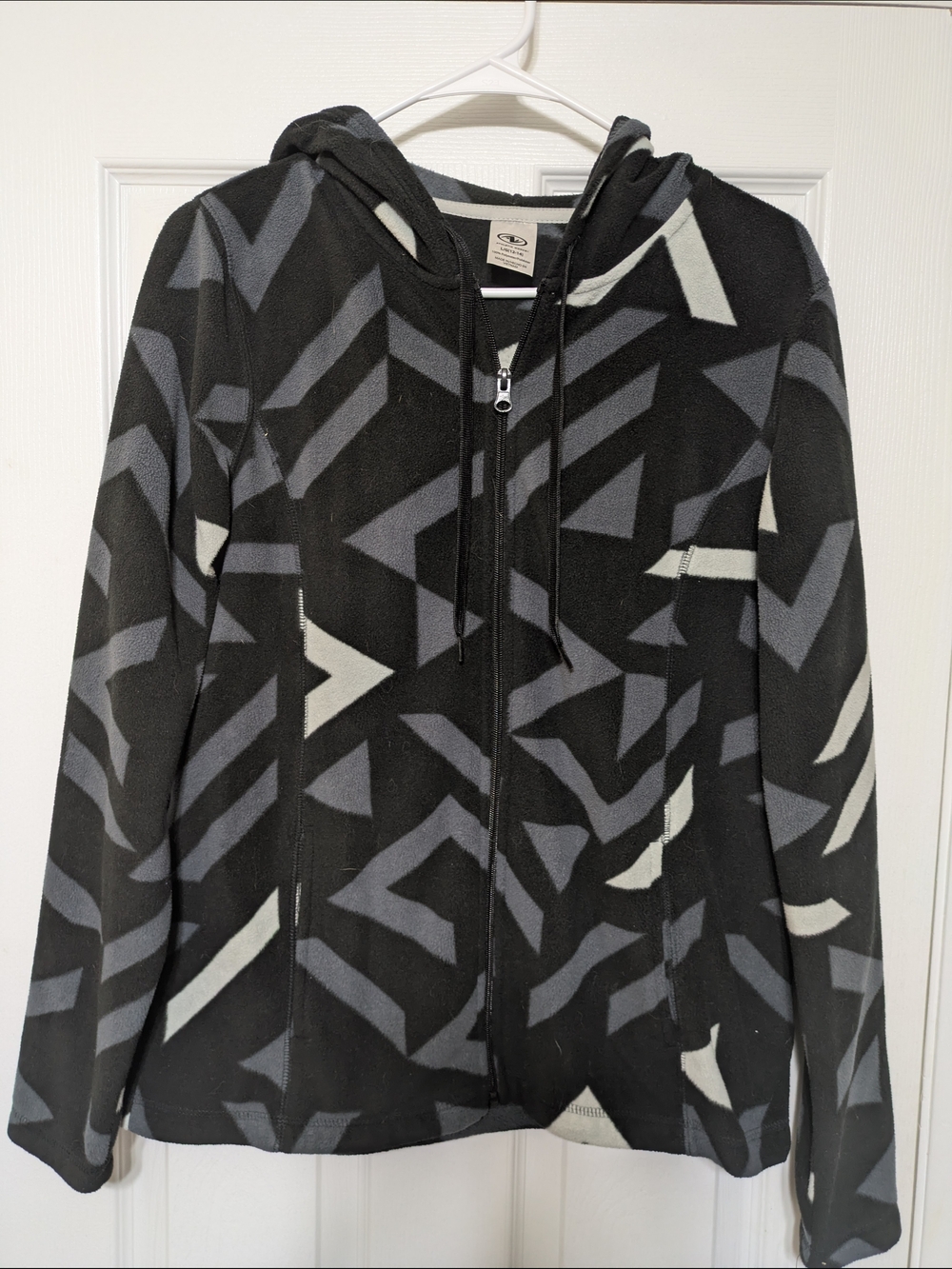 Athletic Works Black Hooded Zip Fleece with Gray Trim
